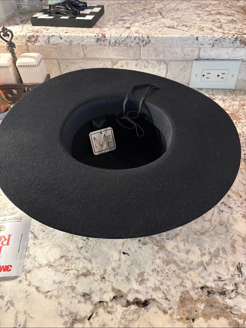 Meccafox Black Wide Brim Wool Felt Hat with Concho Band - Picture 4 of 5